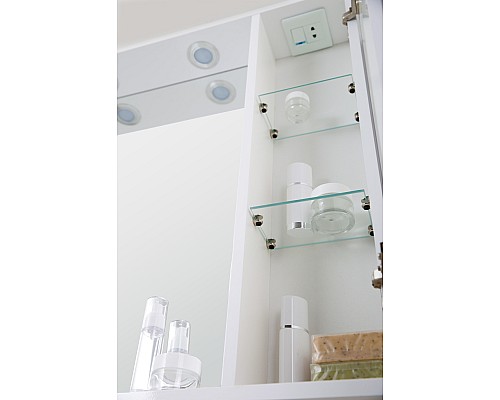 Зеркало со шкафом BelBagno MARINO-SPC-800/750-1A-BL-P-R 80 с подсветкой Bianco Lucido Зеркало со шкафом BelBagno MARINO-SPC-800/750-1A-BL-P-R 80 с подсветкой Bianco Lucido