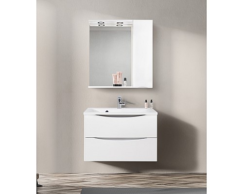 Зеркало со шкафом BelBagno MARINO-SPC-800/750-1A-BL-P-R 80 с подсветкой Bianco Lucido Зеркало со шкафом BelBagno MARINO-SPC-800/750-1A-BL-P-R 80 с подсветкой Bianco Lucido