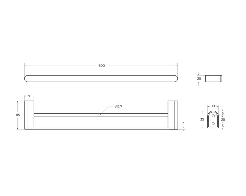Полотенцедержатель Cezares Stylus STYLUS-THD-60-01 двойной Хром