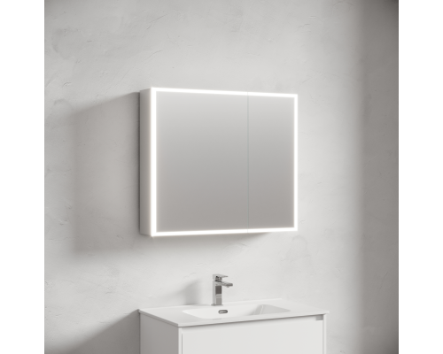 Зеркальный шкаф для ванной Sancos Evoke 800x700х136 мм с LED подсветкой SC8080