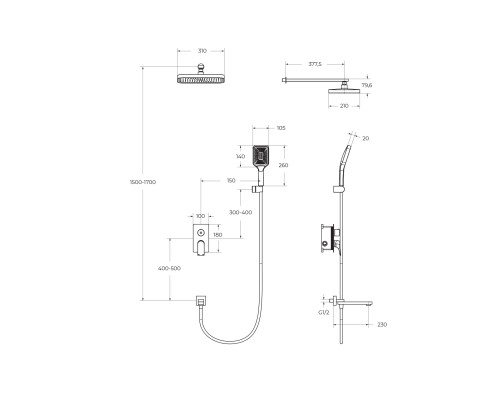 Душевая система BelBagno Due DUE-VDSET-CRM Хром