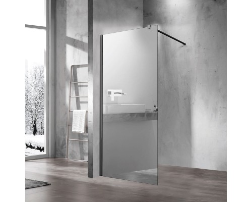 Душевая перегородка Vincea Walk-In VSW-1H10MRB, 100x200, черный, стекло зеркальное