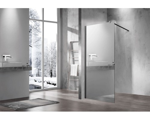 Душевая перегородка Vincea Walk-In VSW-1H10MRB, 100x200, черный, стекло зеркальное