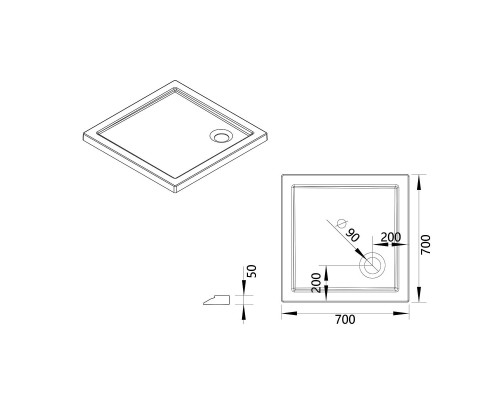 Поддон для душа акриловый Vincea 800x800x50 Белый