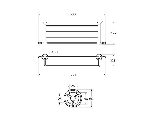Полка для полотенец подвесная ART&MAX AM-E-4222-Br Полка для полотенец подвесная ART&MAX AM-E-4222-Br