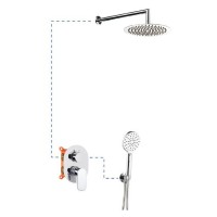 Душевая система ER211 AQG Beta, с круглым верхним душем и кронштейном, хром