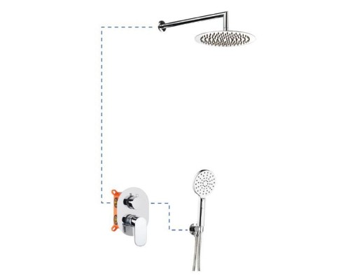 Душевая система ER211 AQG Beta, с круглым верхним душем и кронштейном, хром