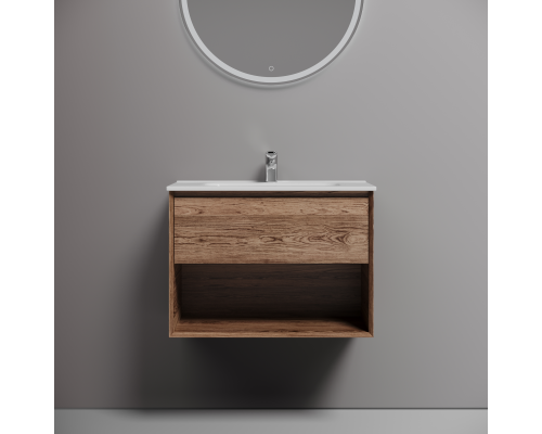 Тумба под раковину подвесная Sancos Marmi 1.0 69х44, с доводчиками, дуб чарльстон, MR1.070ECH