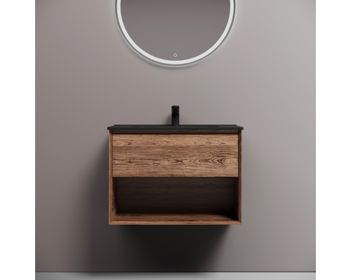 Тумба под раковину подвесная Sancos Marmi 1.0 69х44, с доводчиками, дуб чарльстон, MR1.070ECH