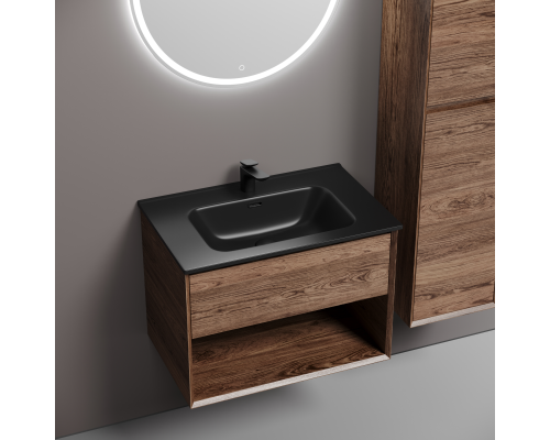 Тумба под раковину подвесная Sancos Marmi 1.0 69х44, с доводчиками, дуб чарльстон, MR1.070ECH