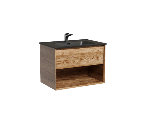 Тумба под раковину подвесная Sancos Marmi 1.0 69х44, с доводчиками, дуб чарльстон, MR1.070ECH