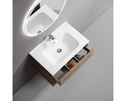 Тумба под раковину подвесная Sancos Marmi 1.0 69х44, с доводчиками, дуб чарльстон, MR1.070ECH