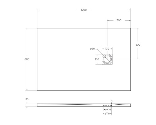Душевой поддон из искусственного камня BelBagno Uno 120x80 TRAY-MR-UNO-AH-120/80-35-W-CR Белый