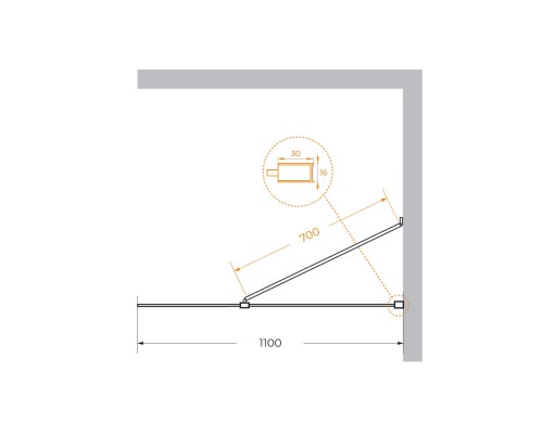 Душевая перегородка Cezares Liberta 110 LIBERTA-L-1-TB-110-GR-Cr профиль Хром стекло серое