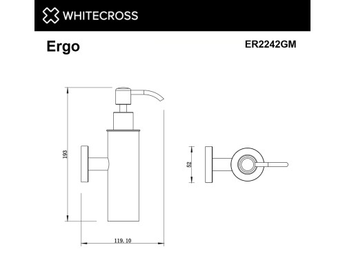 Дозатор для жидкого мыла подвесной WHITECROSS Ergo ER2242GM оружейная сталь