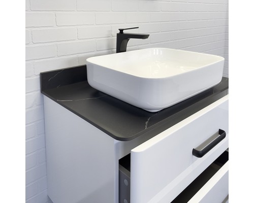 Тумба с раковиной Comforty Амстердам-75 белая со столеш. под