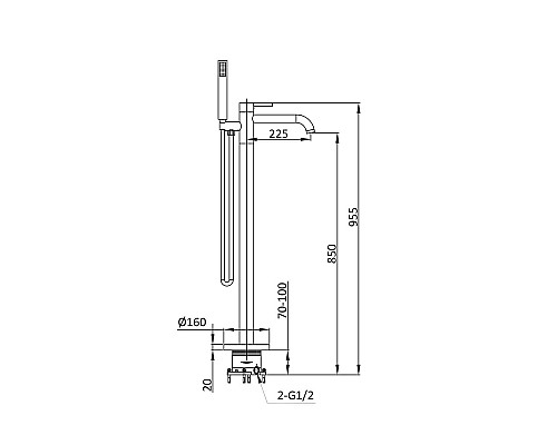 Смеситель для ванны напольный Vincea Desire VTF-1DGM однорычажный вороненная сталь