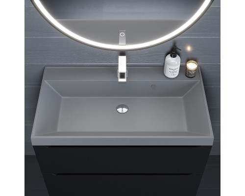 Раковина для ванной кварцевая Uperwood Classic Quartz 80х45х15 см, серая матовая, бетон