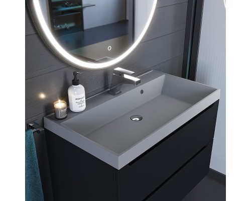 Раковина для ванной кварцевая Uperwood Classic Quartz 80х45х15 см, серая матовая, бетон