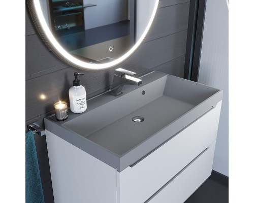 Раковина для ванной кварцевая Uperwood Classic Quartz 80х45х15 см, серая матовая, бетон