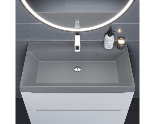 Раковина для ванной кварцевая Uperwood Classic Quartz 80х45х15 см, серая матовая, бетон