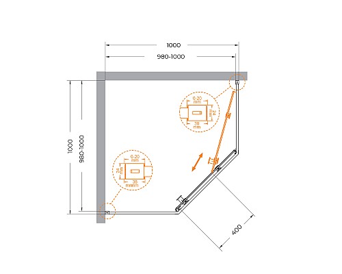 Душевой уголок Cezares Relax-304 100x100 RELAX-304-P-1-100-C-GM профиль Оружейная сталь стекло прозрачное