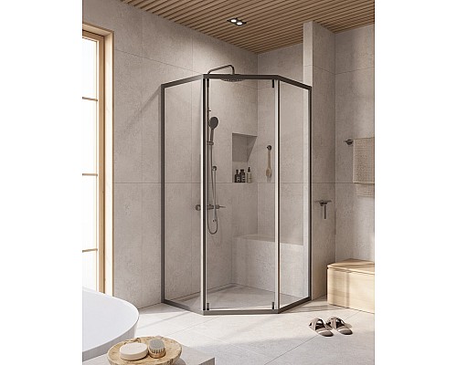 Душевой уголок Cezares Relax-304 100x100 RELAX-304-P-1-100-C-GM профиль Оружейная сталь стекло прозрачное