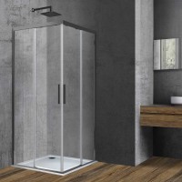 Душевой уголок Vincea Soft, 900x900, вороненая сталь, стекло прозрачное