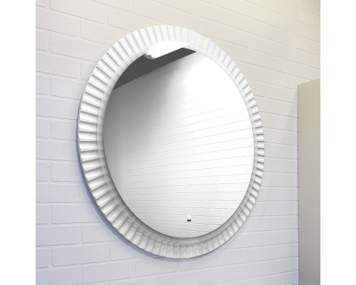 Зеркало Comforty Мадрид-90 с подсветкой, с сенсором, антизапотевание, белый глянец