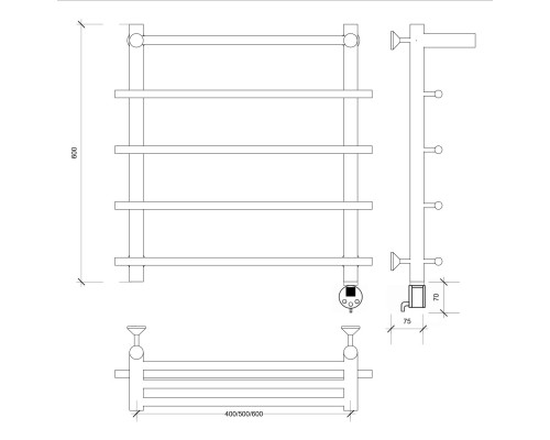 Полотенцесушитель латунный Secado Турин 1 СП 60х60х70, электрический R, бронза