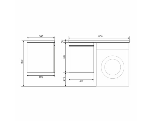 Тумба под стиральную машину подвесная Uperwood Magenta 45х50х55 см, черная