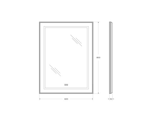 Зеркало BelBagno Kraft 60 SPC-KRAFT-600-800-LED-TCH-WARM-NERO с подсветкой Черное с сенсорным выключателем и подогревом