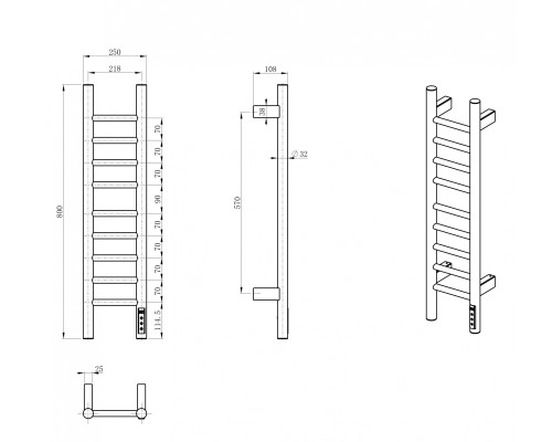 Полотенцесушитель электрический Wonzon&Woghand BONN, Хром WW-AL4092-CR