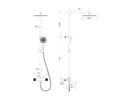 Душевая система с термостатом Wonzon&Woghand, Брашированное золото
