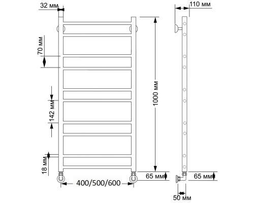 Полотенцесушитель латунный Secado Триада 2 40х100, водяной, бронза