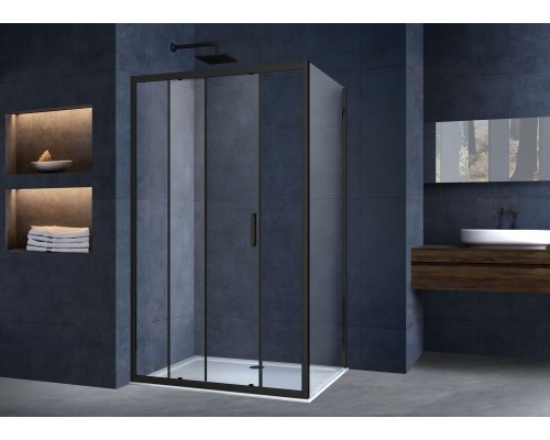 Душевой уголок Vincea Alpha VSR-3AL9011CLB, 1100x900, черный, стекло прозрачное