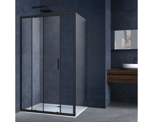 Душевой уголок Vincea Alpha VSR-3AL9011CLB, 1100x900, черный, стекло прозрачное