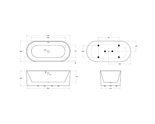 Акриловая ванна BelBagno 170x80 BB705-1700-800 без гидромассажа Акриловая ванна BelBagno 170x80 BB705-1700-800 без гидромассажа