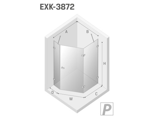 Душевое ограждение NEW TRENDY AVEXA WHITE R 100x80x200 белый