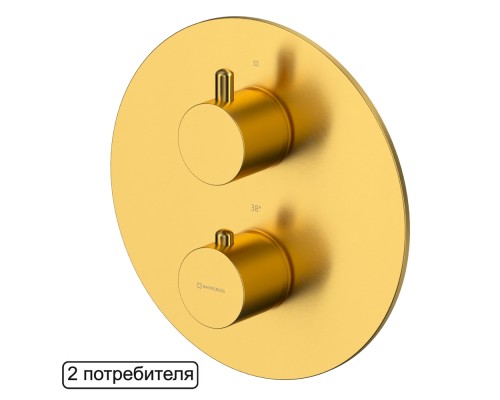 Смеситель термостат скрытого монтажа на 2 потребителя WHITECROSS Y Y1236GLB (брашированное золото)