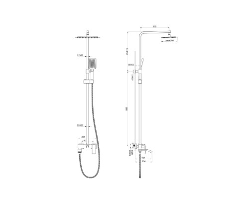 Душевая система Wonzon&Woghand, Черный матовый
