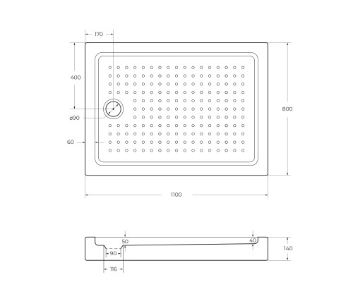 Поддон акриловый Cezares TRAY-A-AH-110/80-15-W