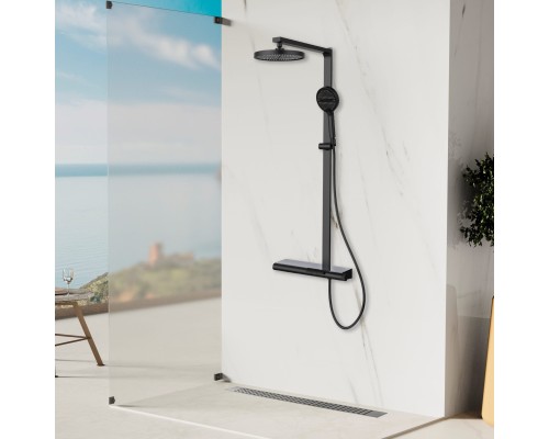 Душевая стойка Vincea Aspire VSFS-4AS1MB с изливом, черный матовый