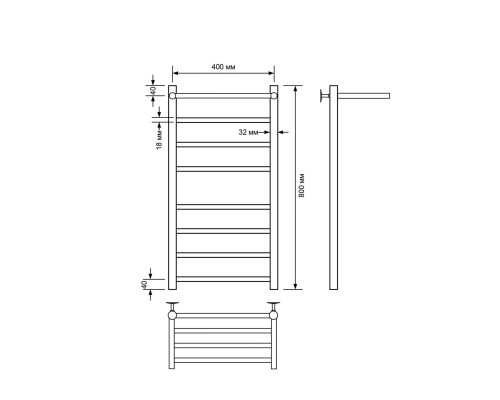 Полотенцесушитель водяной Comfysan Luce W-8 80/40 с полкой, хром