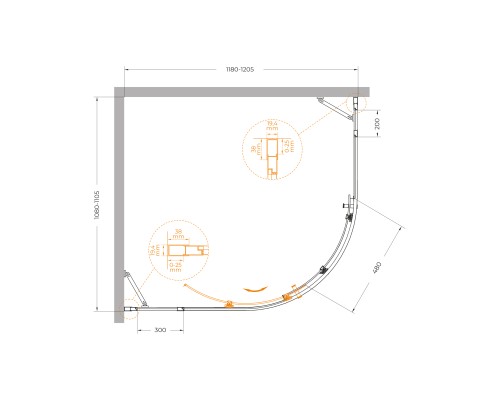 Душевой уголок Cezares Molveno 120x110 MOLVENO-RH-11-120/110-C-Cr-IV профиль Хром стекло прозрачное
