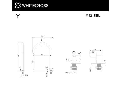 Смеситель для умывальника с выносным управлением Whitecross Y Y1218BL черный мат