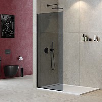 Душевая перегородка Cezares Liberta 80 LIBERTA-L-1-TB-80-GR-NERO профиль Черный матовый стекло серое