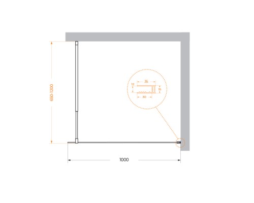 Душевая перегородка BelBagno Kraft 100 KRAFT-L-1-100-C-NERO профиль Черный матовый стекло прозрачное