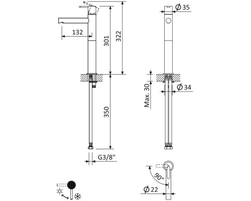 Смеситель для раковины Cezares Leaf LEAF-LC1-SS Sunset