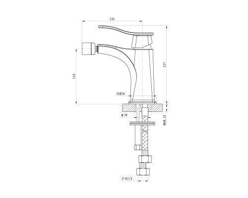 Смеситель для биде Wonzon&Woghand NAVIA, Хром WW-185001-CR